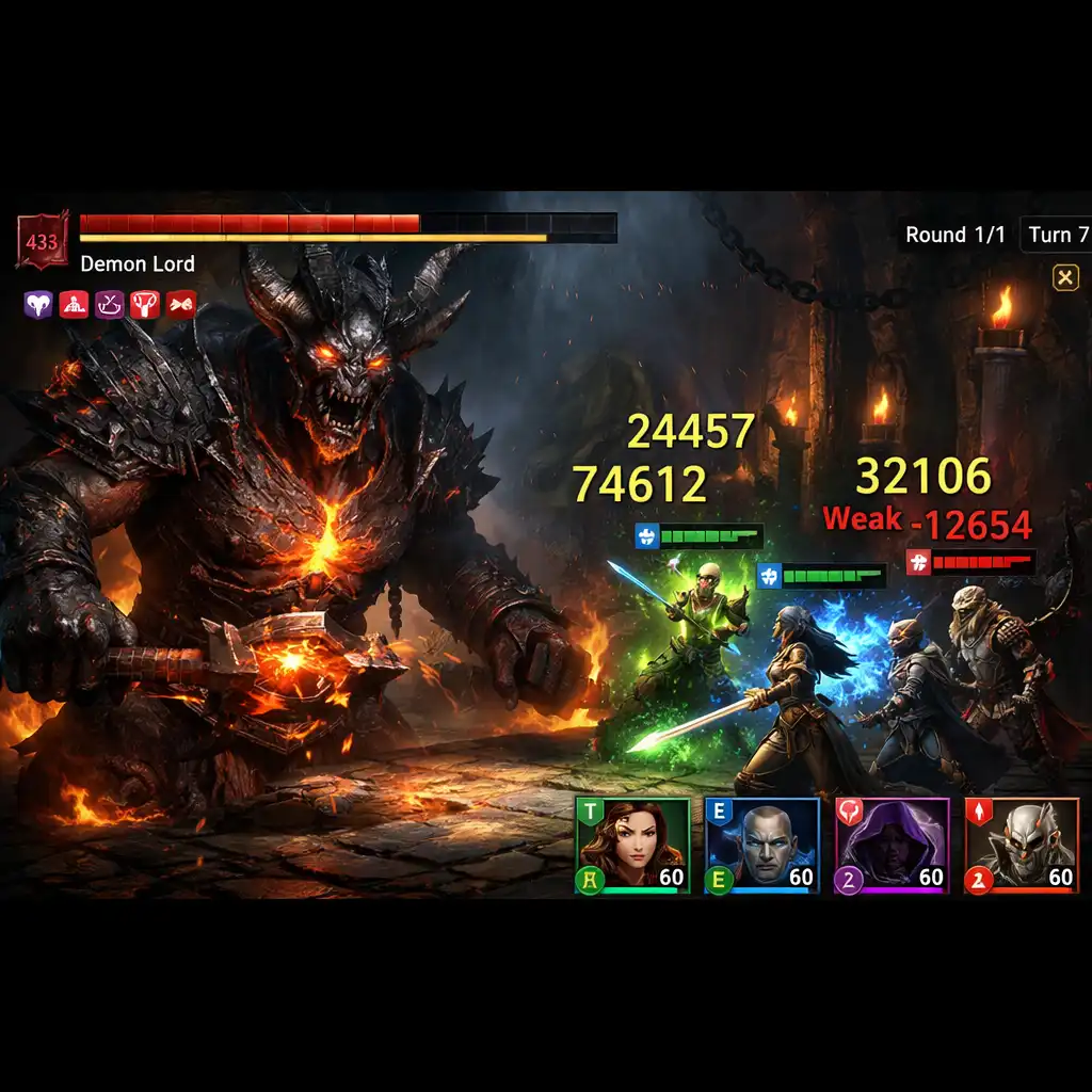 Souboj s obřím bossem v aréně dungeonu